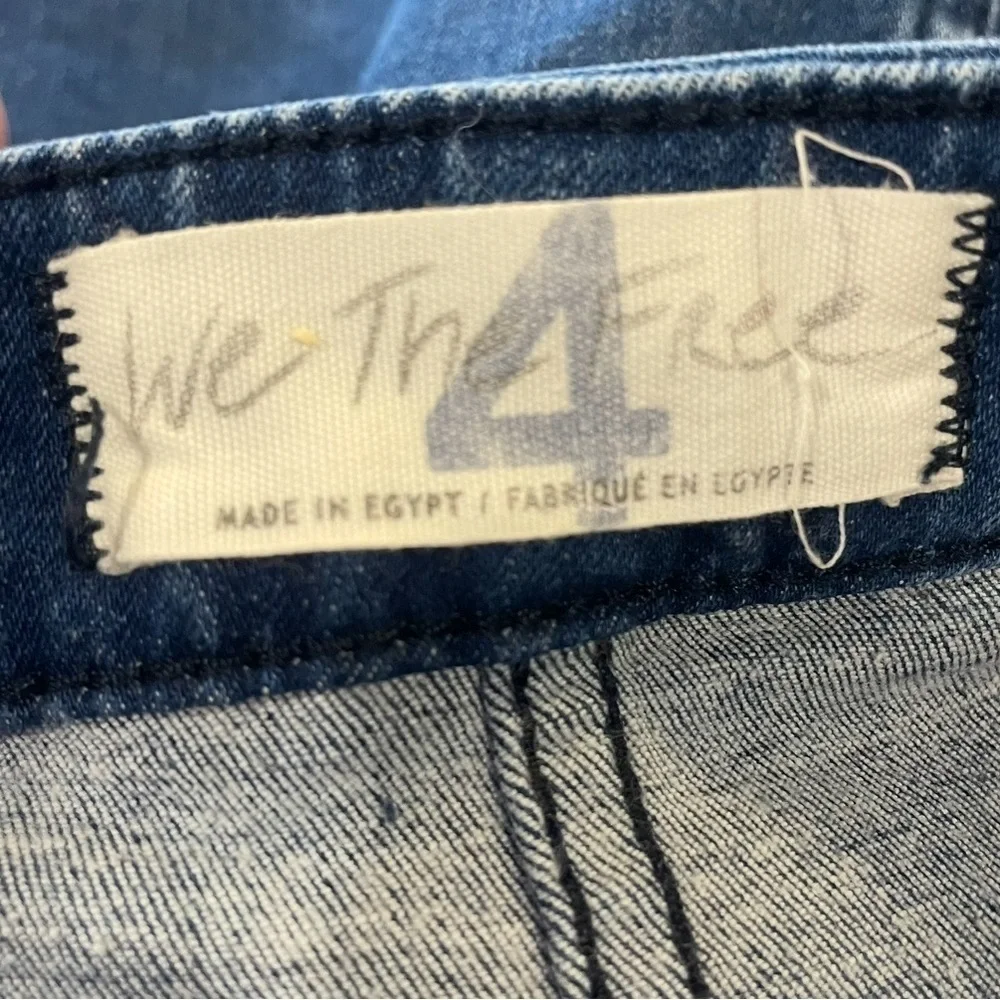 We The Free Notched Denim Wrap Denim Skirt